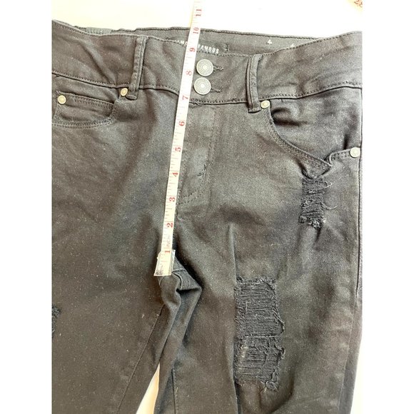 Almost Famous Womens Skinny Jeans Distressed Rupa426x-Gyr Stretch Black Size 5 - Picture 6 of 10